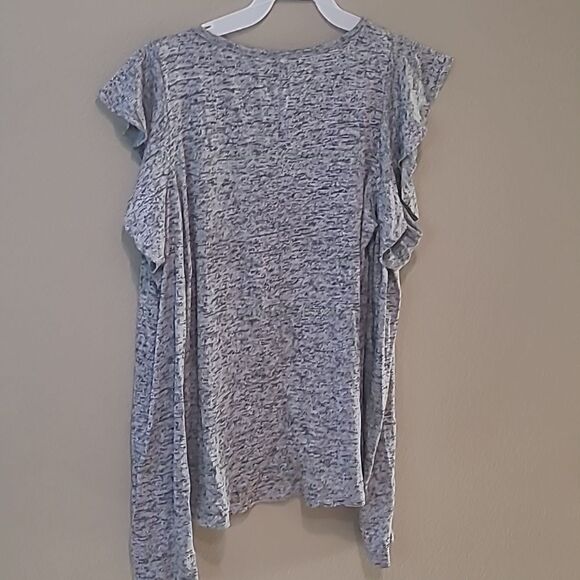 💲6️⃣ Bundled ✔️Cold Shoulder Heathered Grey Shirt Ruffle Accent sz S - Picture 7 of 8